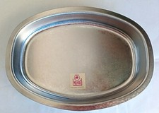 Vassoio da Portata Ovale fondo Vintage Ditta Mepra acciaio  30,5 x 22 cm, h 4cm