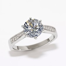 Moissanite Anello Donna, 1/2  Anello Solitario Fidanzamento Anelli Donna V