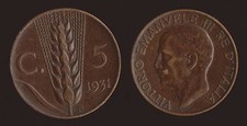 5 CENTESIMI 1931 SPIGA -