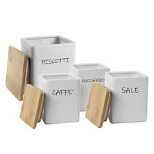 Barattolo quadrato in ceramica con tappo di legno