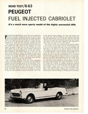 FIAT 404 1963 INIEZIONE CABRIOLET ~ ORIGINALE 4 PAGINE TEST SU STRADA / ARTICOLO / ANNUNCIO