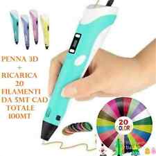 Penna 3D Per Stampa Stereoscopica + Set di Filamenti 21 FILI COLORATI