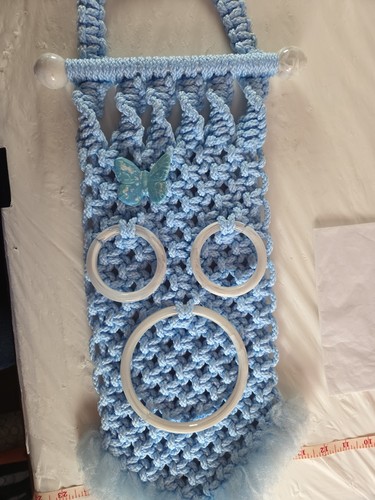 Porta asciugamani macramè blu