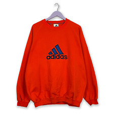 Felpa Adidas Vintage arancione a girocollo anni 90/2000 con ricamo - Taglia L/XL