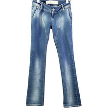 Jeans donna Motor Sex or War vita bassa Y2K blu elasticizzato taglia 28x31 dritto