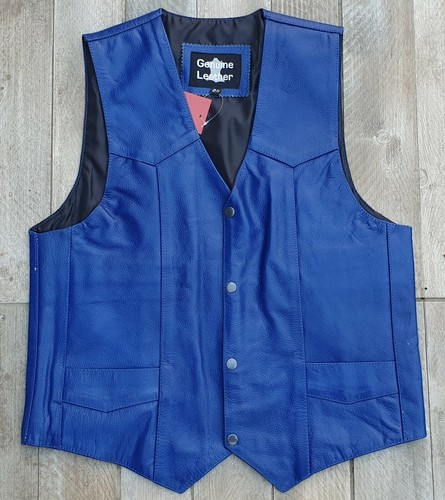 Gilet jacket pelle blu - pelle,