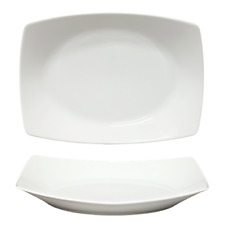 Set 3 Piatti Fondi Rettangolari In Porcellana Bianca 34X24,5 cm