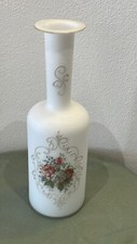 STUPENDO  VASO A BOTTOGLIA IN OPALINE CON DECALCOMANIE VINTAGE