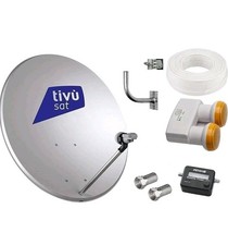 KIT SATELLITE PARABOLA 80 CM+LNB 2 SATELLITI+CAVO+FINDER+ STAFFA+SPINOTTI