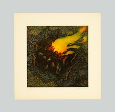 Piero GILARDI - "Fuoco", 1977 - Serigrafia con floccaggio, 50 x 50 cm