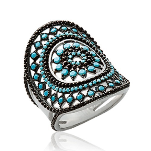 Anello grande pietre turchesi - anello,