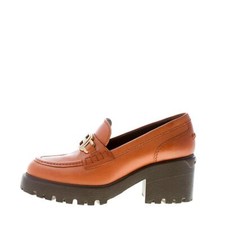 HOGAN scarpe donna Mocassino H649 pelle cuoio con accessorio oro tacco 7,5 cm
