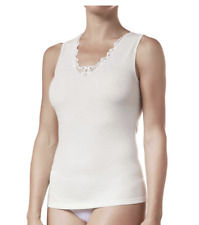 3 Pz Canottiera OP15 intima spalla larga donna lana cotone con pizzo