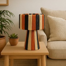Lampada Marocchina Artigianale a Forma di Fungo in Filo Naturale Etnico in Rafia