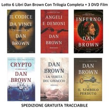 6 LIBRI DAN BROWN Cod. Vinci Angeli Demon Inferno Crypto Ghiaccio Simbolo + DVD