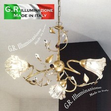 LAMPADARIO IN FERRO BATTUTO 3 LUCI ORO SOSPENSIONE CLASSICO MODERNO Giulia