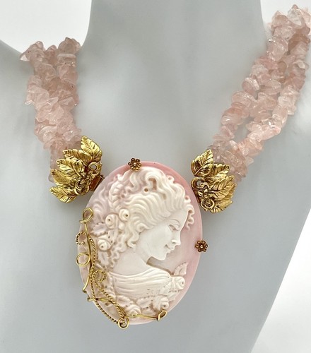 Collana oro 14kt quarzo rosa - 14kt,