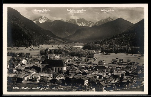 Cartolina mittenwald vista - cartolina, mittenwald,
