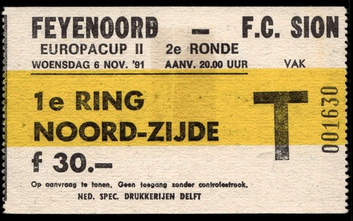 Biglietto 1991 feyenoord - biglietto, vs