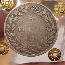 Moneta Francese In Argento Luigi Filippo I 5 Franchi 1831 Mb Ag 900 G25 Lotto761