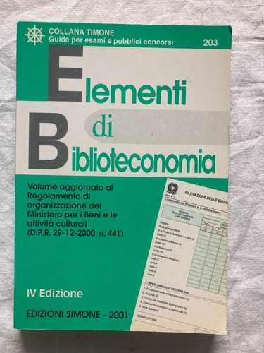 Elementi biblioteconomia - elementi,