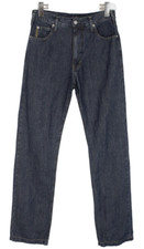 Armani Jeans Indigo Jeans Uomo W29 Misto Lino Straight Fit Zip Effetto Sbiadimento