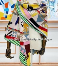 Sciarpa scialle doppio viso 2025 Sallys 70% cashmere 30% seta stola stampa animalier 53"