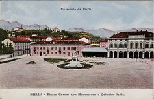 #BIELLA: PIAZZA CAVOUR CON MONUM. A QUINTINO SELLA