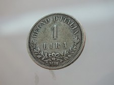 regno d'talia  VITT.EMANUELE II 1 LIRA VALORE  1863 ZECCA MILANO  SILVER  RARA