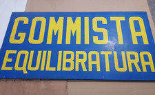 INSEGNA TABELLA LAMIERA GOMMISTA EQUILIBRATURA CM. 100X50 VINTAGE