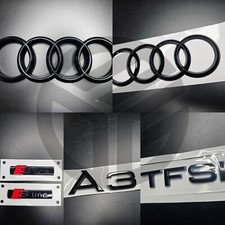 AUDI A3 2021+ Distintivi Nero Lucido GRIGLIA/STIVALE/PARAFANGO SET COMPLETO Inc 2 X S-Line/TFSI