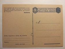 Cartolina Postale per le Forze Armate. Franchigia.