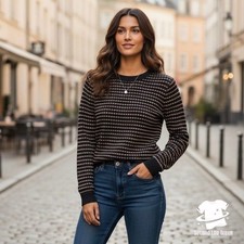 MD2.1 Maglione Zara nero con righe beige taglia S