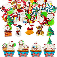 60 Decorazioni per Torte Natalizie Commestibili, per Torte, Natale, Cupcake, Dec