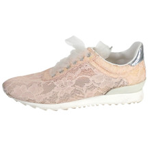 Casadei Sneakers da Ginnastica Rosa Pizzo Bordo in Pelle Edizione Limitata Taglia EU 36 UK 3