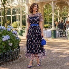 Abito midi tulle ricamato - in,