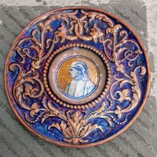ANTICO PIATTO CERAMICA MAIOLICA GUBBIO? BASSORILIEVO LUSTRO FINE XIX° SECOLO 