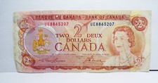 CANADA N° 2  BANCONOTE CIRCOLATE 2 DOLLARI  1974 - 5  DOLLARI 1986.