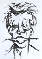 Frankenjoker dipinto ritratto horror acquerello originale su carta