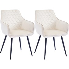 Set 2 Sedie da Pranzo in Velluto Beige Ergonomica Poltrona Sedia da Ufficio Casa