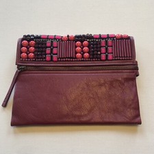 Borsa pochette Maliparmi Italia pelle e gioiello bordeaux nuova senza etichette