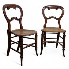 Antica sedia con schienale a palloncino - sedia camera da letto/sedia sala vittoriana in canna 1 di coppia