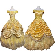 La Bella E La Bestia Belle Vestito Cosplay Principessa Festa Giallo Costume
