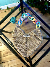 Borsa Handmade all'uncinetto a forma di cuore con portachiavi