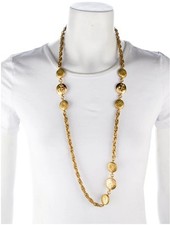 💯 Collana CHANEL Autentica Coco CC Catena Lunga Raro Ciondolo GP 24K Mademoiselle