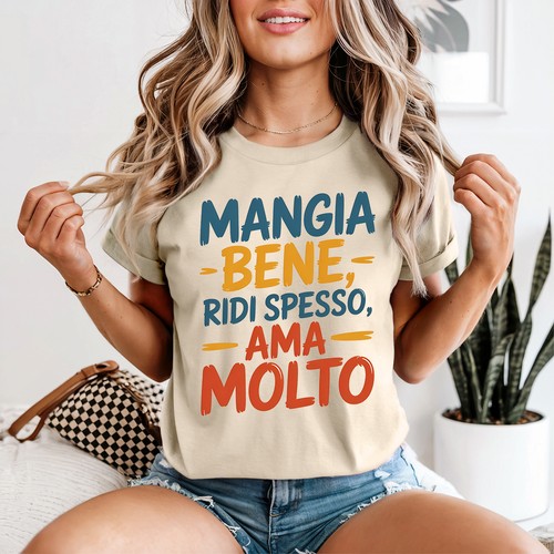 Shirt donna mangia bene - donna, ridi