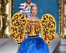 Orecchini a clip SS20 Moschino Couture Jeremy Scott Picasso oversize punto blu
