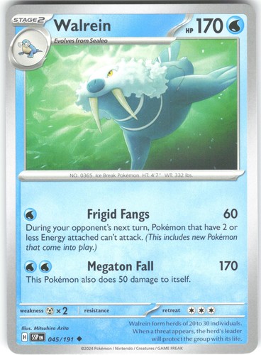 Carta pokemon walrein 045 - pokemon,