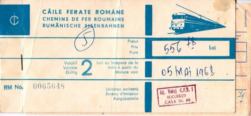 Romania 1968 biglietto treno - romania,, 1968,