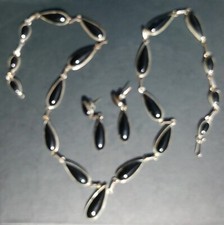 Set collana orecchini pietra onice Zuni Indiani Nativi argento sterling 925